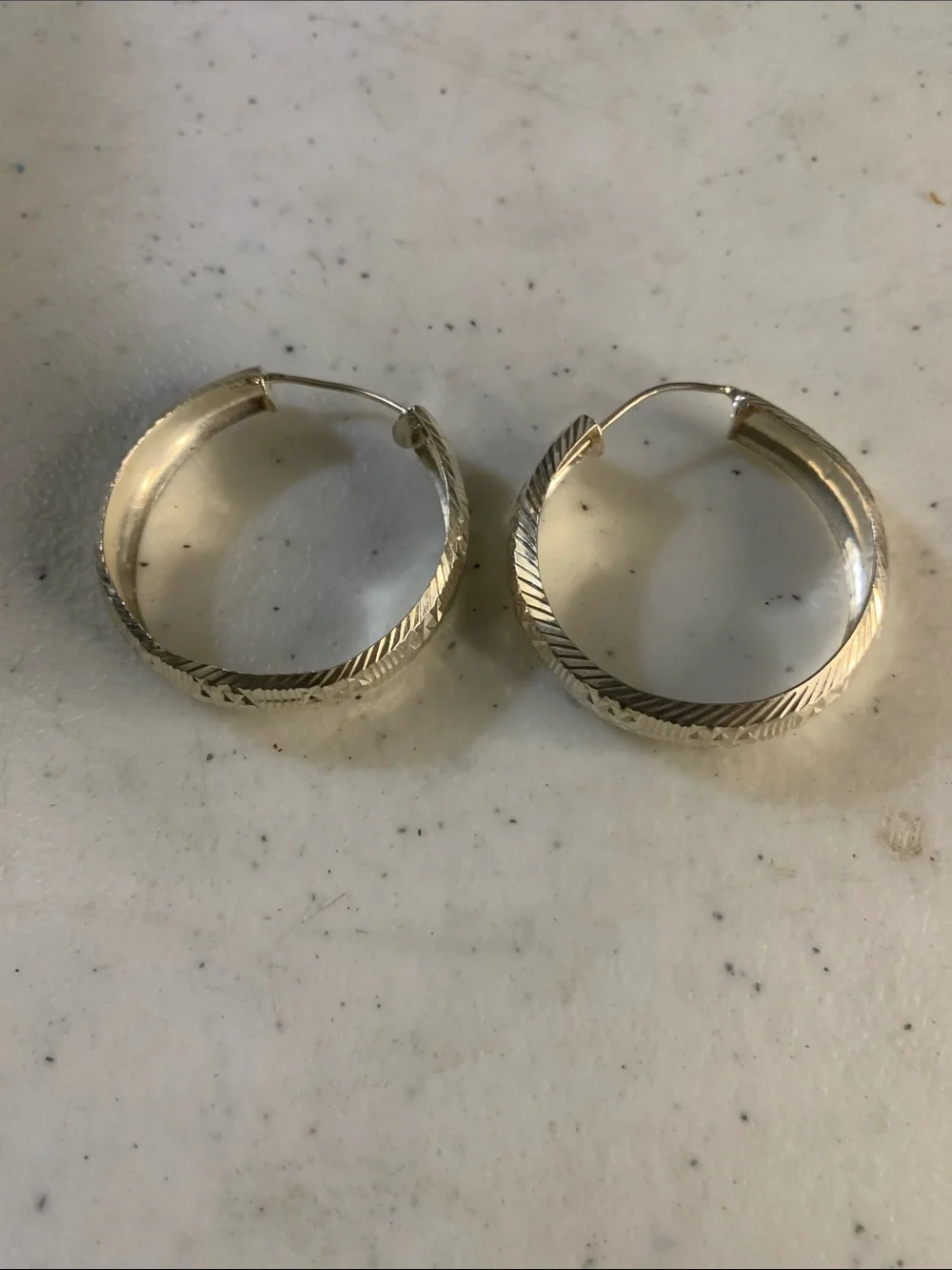 Sterling Silver Engraved Hoop Earrings - Women's Jewelry - Picture 2 of 3